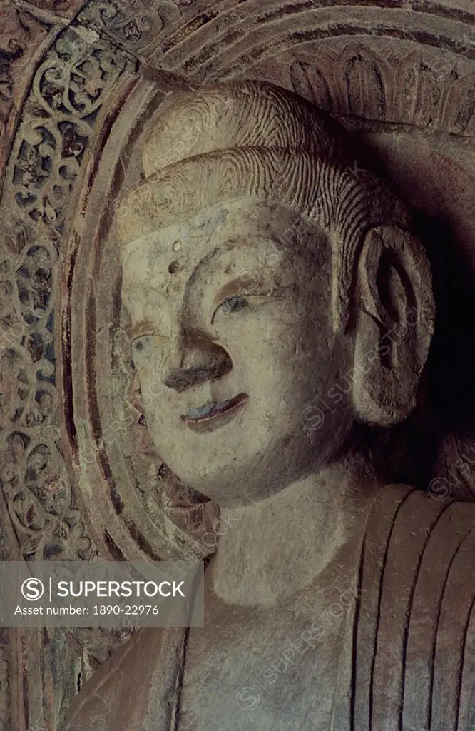 Buddha, Cave N.3, one of the earliest at Longmen, completed between 641 and 650 AD, Longmen Buddhist Caves, UNESCO World Heritage Site, China, Asia