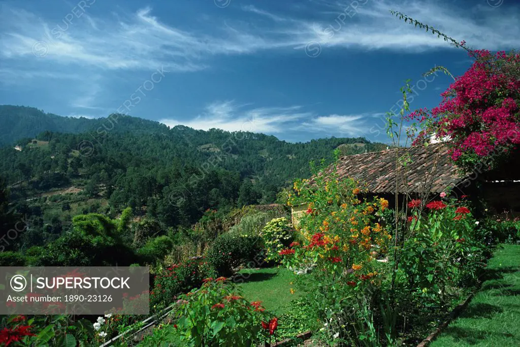 Landscape of hills at Chichicastenango in Guatemala, Central America