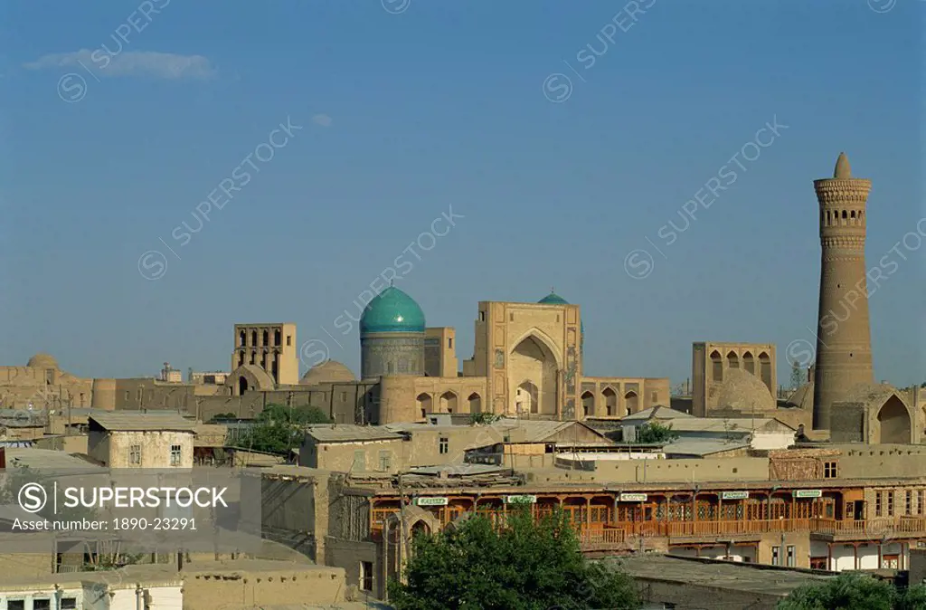 View of Old City from the back of Ruler´s Fort, Bukhara, Uzbekistan, Central Asia, Asia