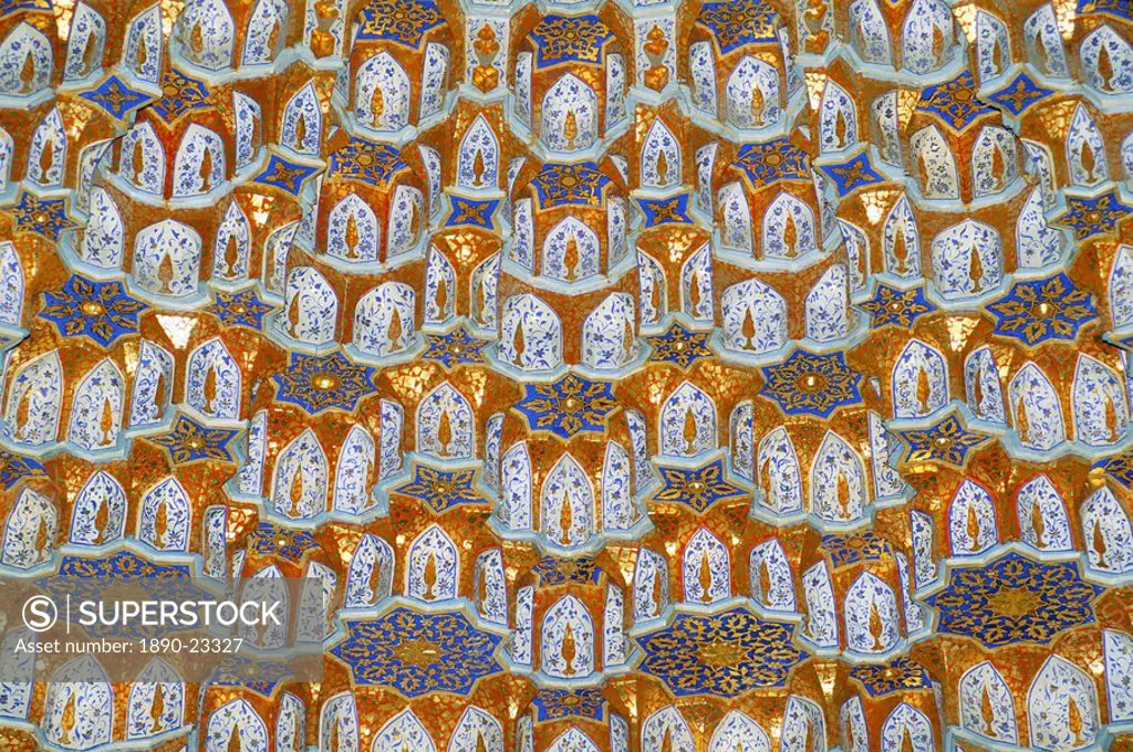 Detail, Tilla Kari mosque, Registan Square, Samarkand, Uzbekistan, Central Asia, Asia