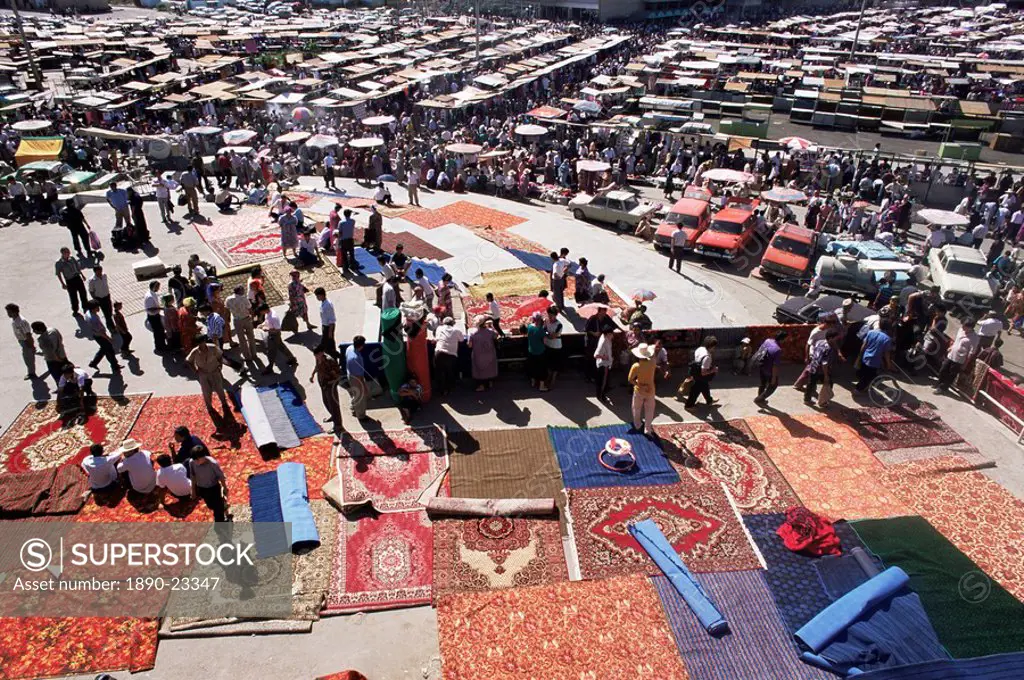Carpet area, main market, Tashkent, Uzbekistan, Central Asia, Asia