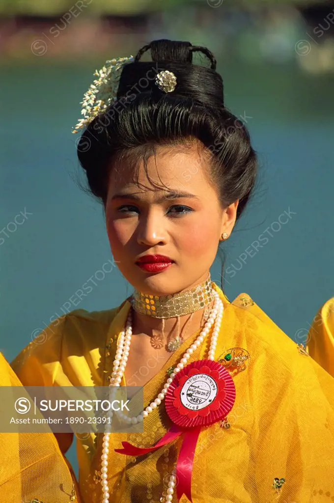 Rakhine girl in traditional dress, Rakhine State, Myanmar Burma, Asia