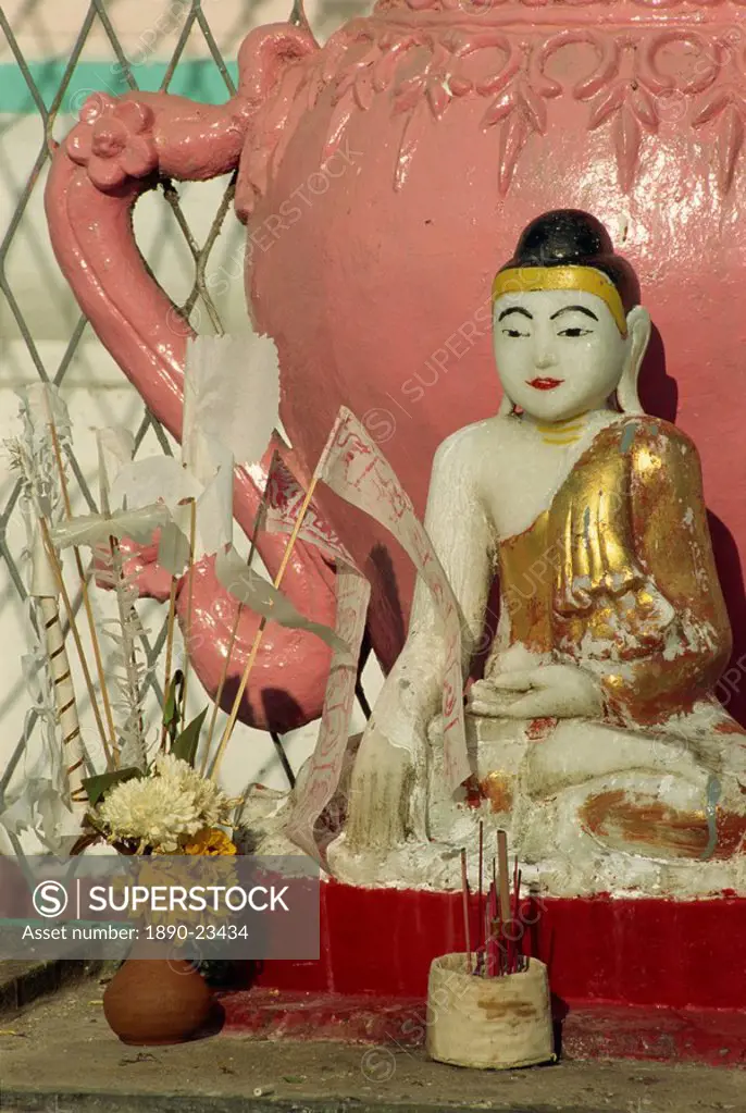 Buddha figurine, Kyaikthanlan Pagoda, Mawlamyine, Myanmar Burma, Asia