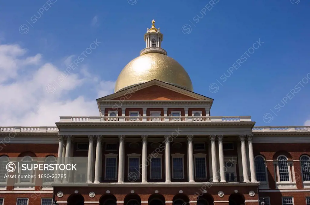 The Massachusetts State House, 1798, designed by Charles Bulfinch, Boston, Massachusetts, New England, United States of America