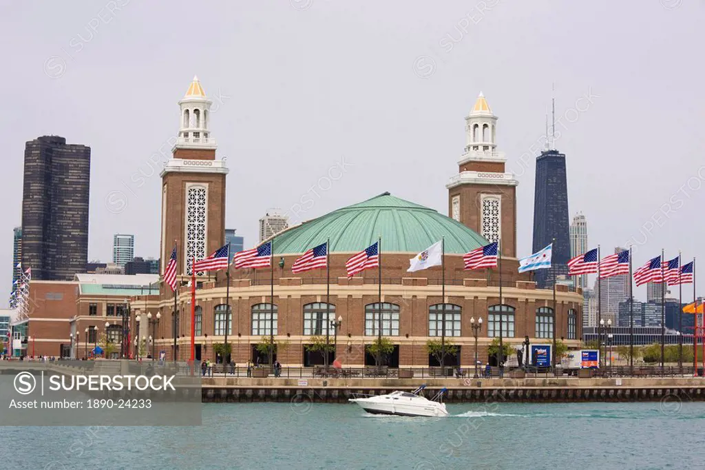 Navy Pier from Lake Michigan, Chicago, Illinois, United States of America, North America