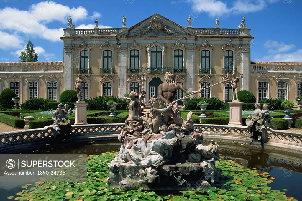 Fountain in front of the Queluz Palace in Lisbon, Portugal, Europe