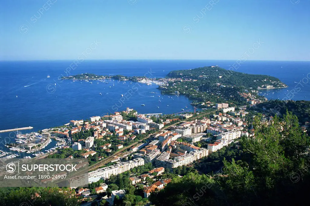 The town of Villefranche and Cap Ferrat on the Cote d´Azur, Provence, France, Europe