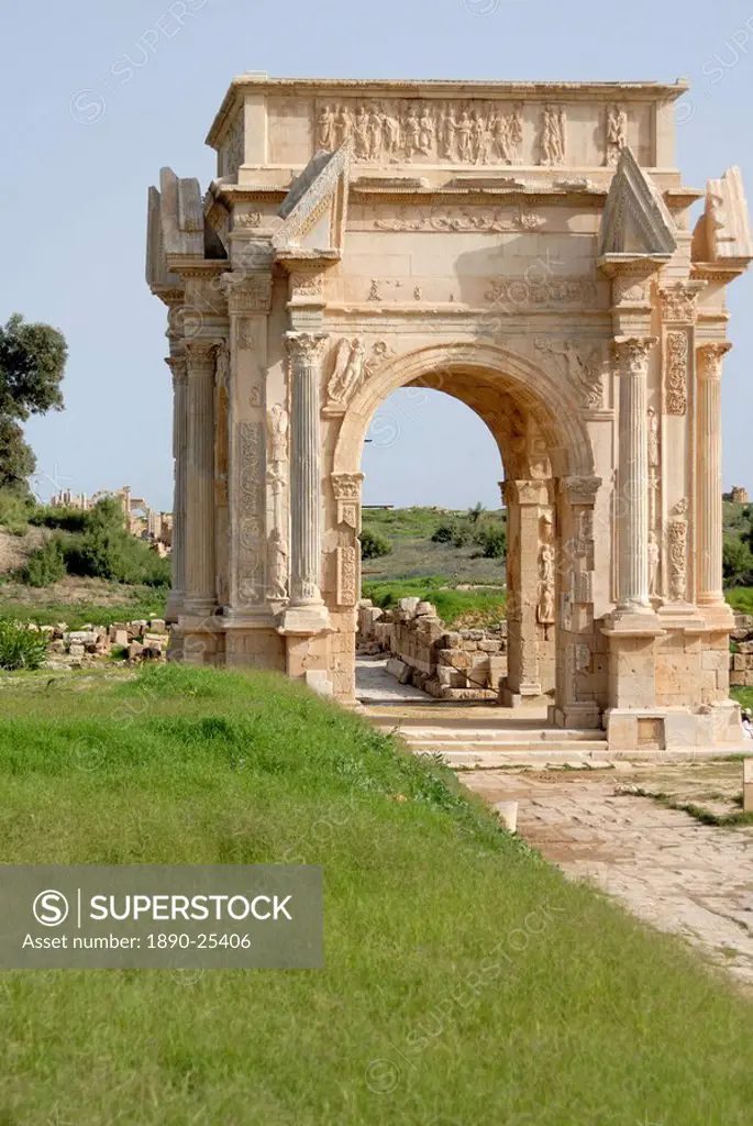Arch of Septimus Severus, Leptis Magna, UNESCO World Heritage Site, Libya, North Africa, Africa