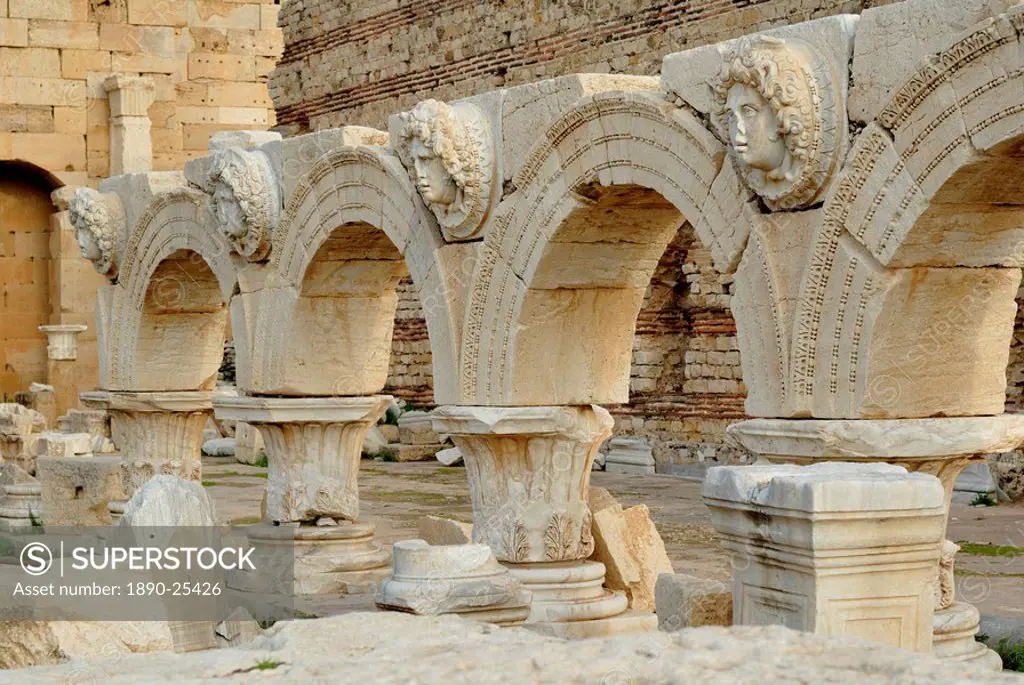 Severan forum, Leptis Magna, UNESCO World Heritage Site, Libya, North Africa, Africa