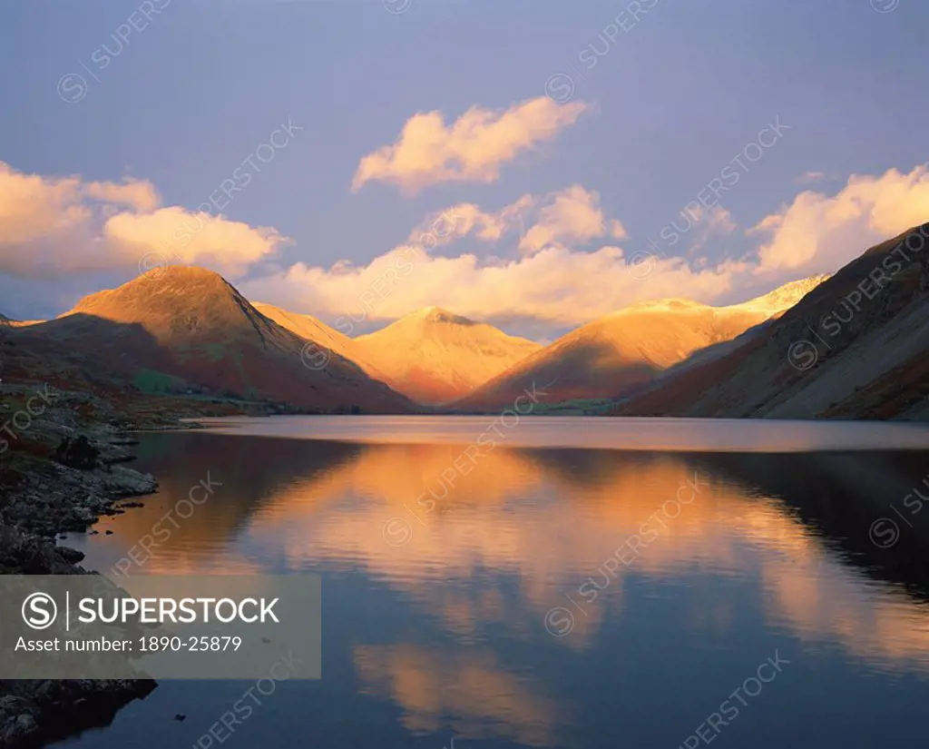 Wasdale Head and Great Gable reflected in Wastwater, Lake District National Park, Cumbria, England, United Kingdom, Europe