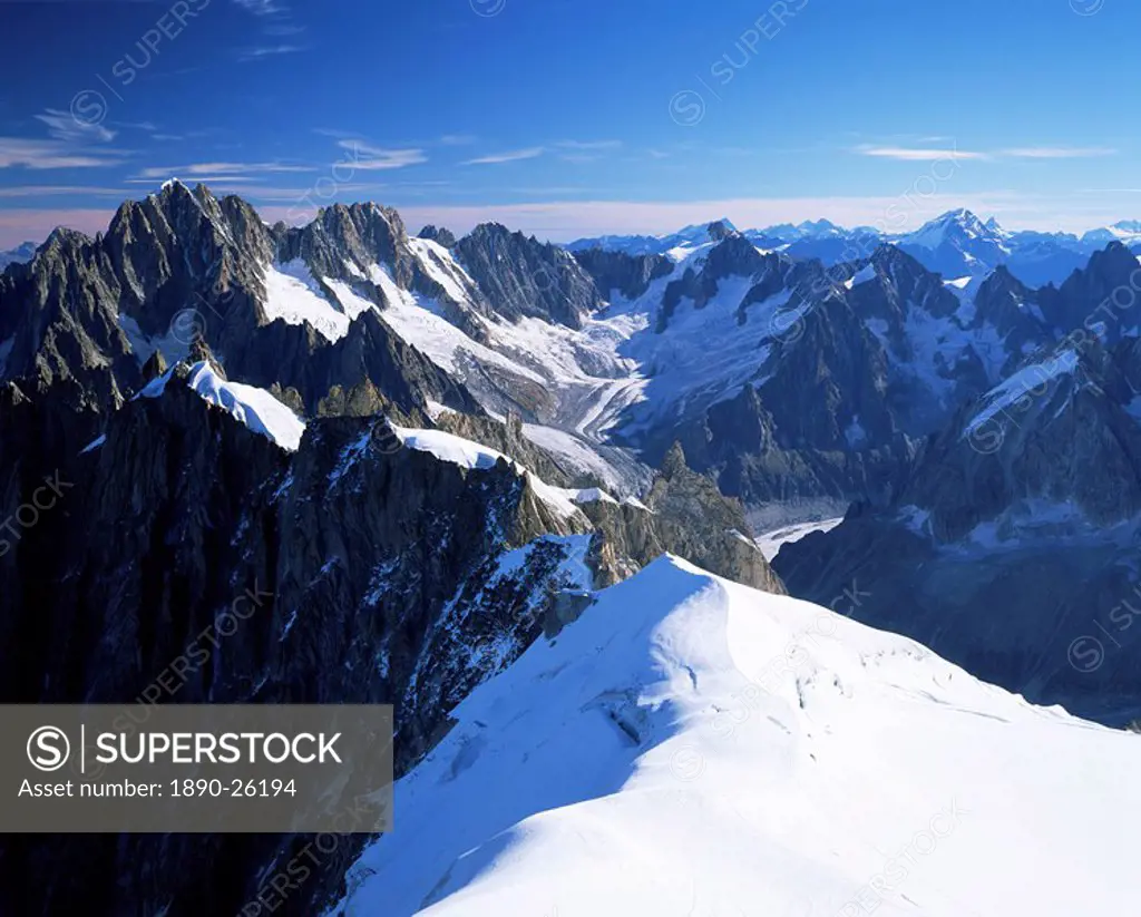 Mont Blanc range near Chamonix, Haute_Savoie, French Alps, France, Europe