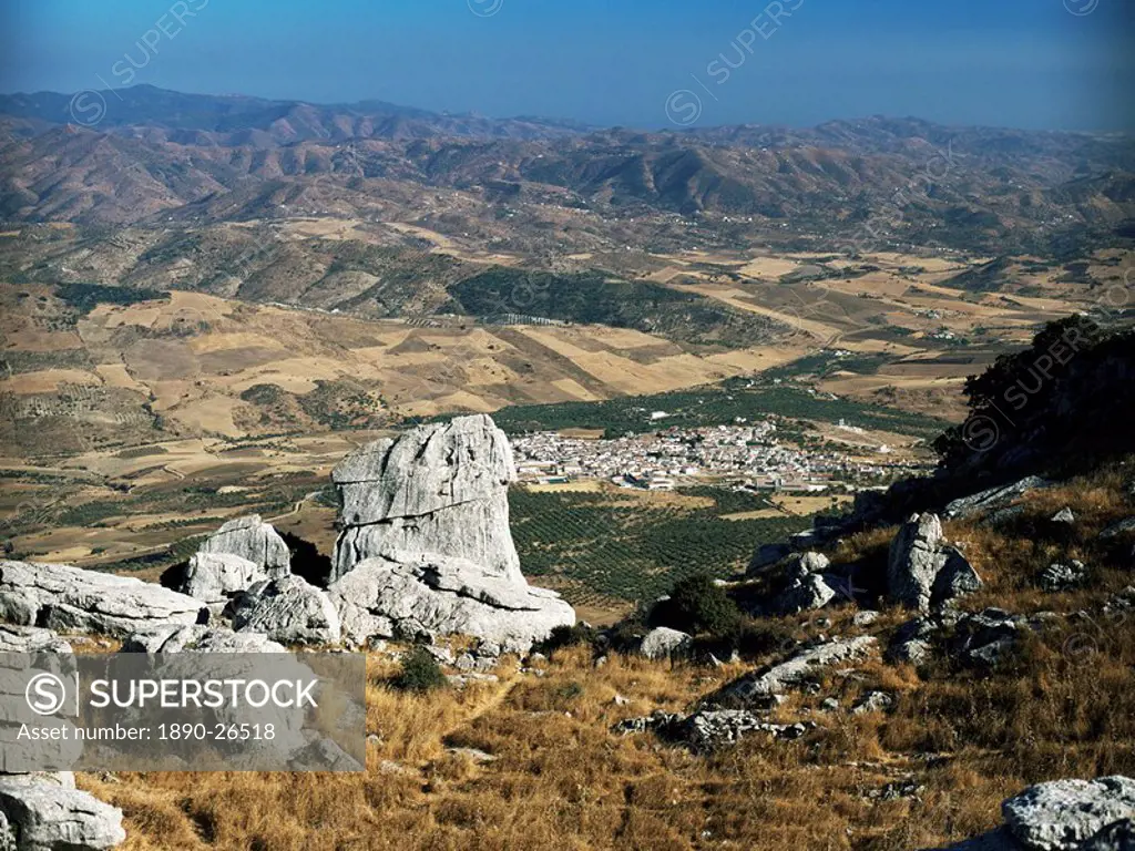 Antequera view south, El Torcal National Park, Andalucia, Spain, Europe