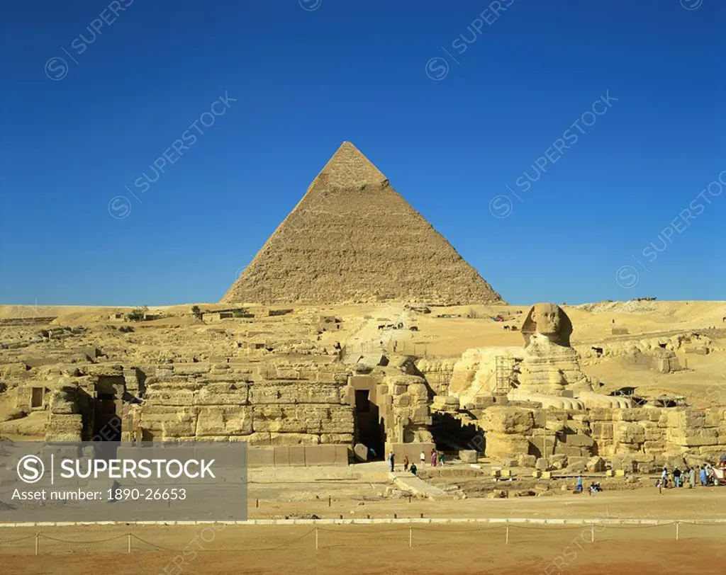 The Great Sphinx and Cheops Pyramid, Giza, UNESCO World Heritage Site, Cairo, Egypt, North Africa, Africa
