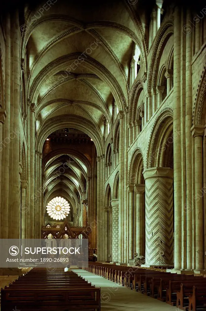 The nave, Durham Cathedral, County Durham, England, United Kingdom, Europe