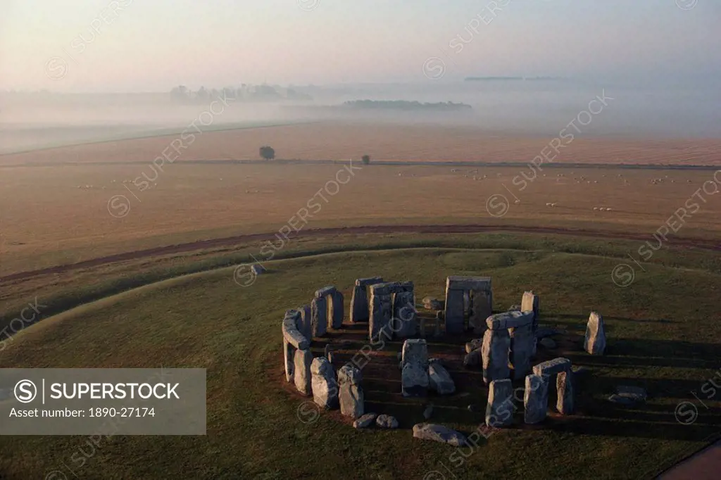Aerial view of Stonehenge, UNESCO World Heritage Site, Wiltshire, England, United Kingdom, Europe