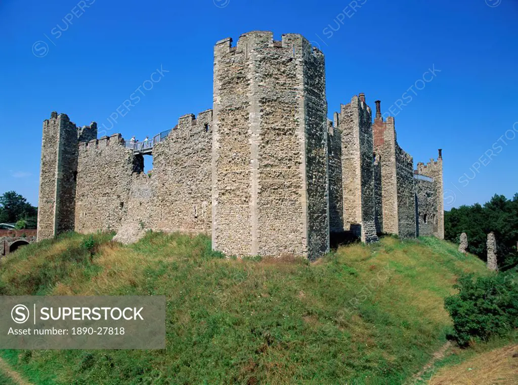 Framlingham Castle, showing flanking towers, Framlingham, Suffolk, England, United Kingdom, Europe