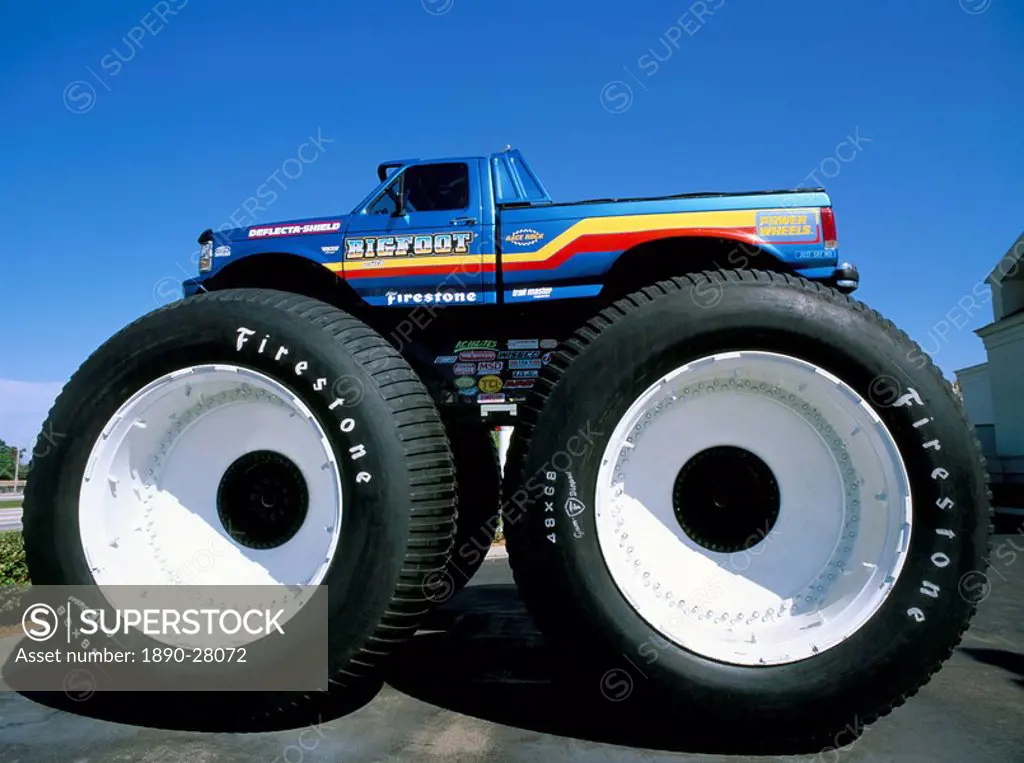 Huge tyres, Big Foot, customised car, United States of America, North America