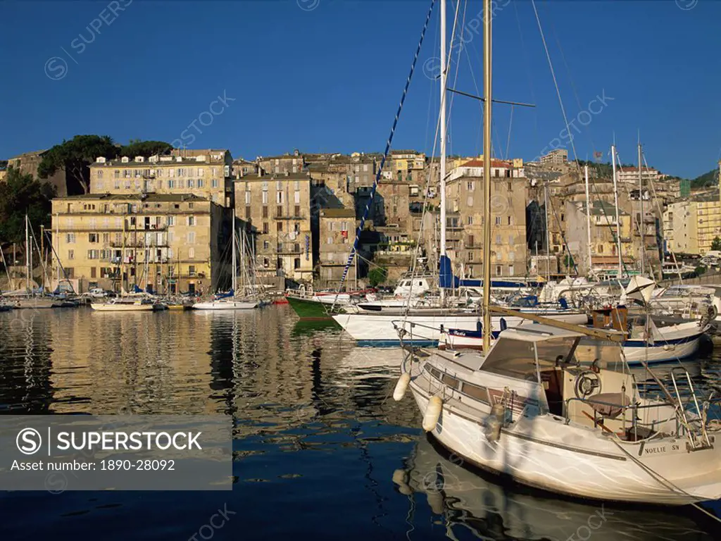 Boats moored in harbour, Bastia, Corsica, France, Mediterranean, Europe
