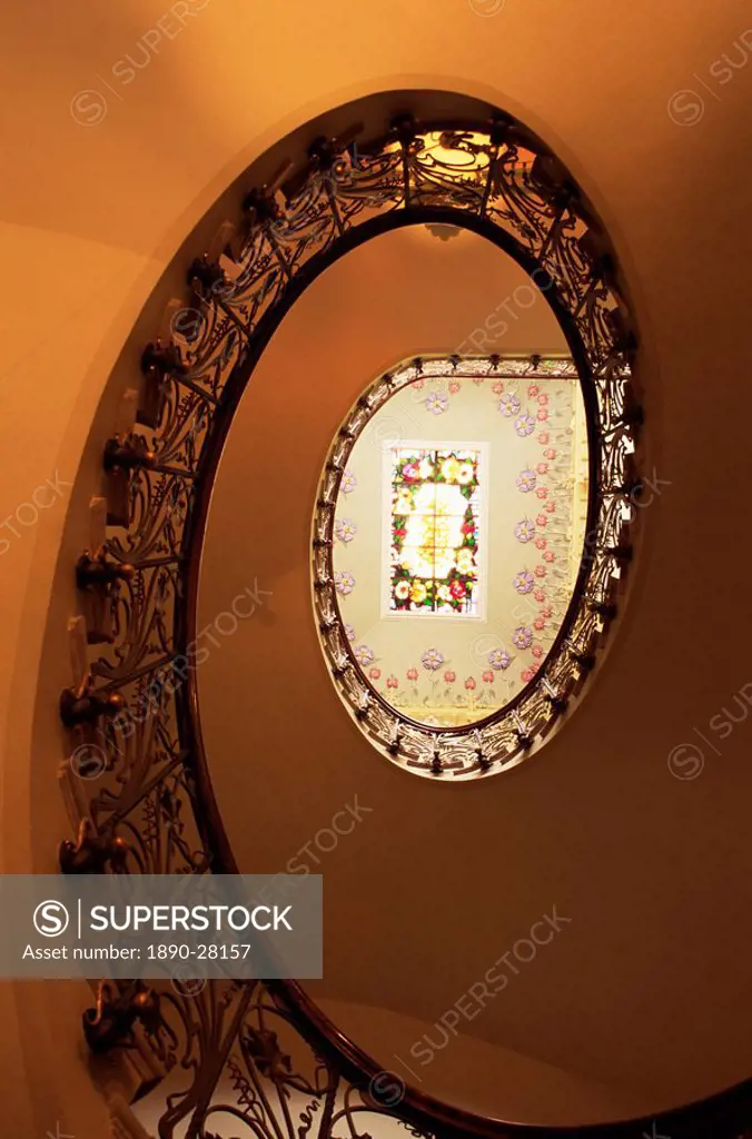 Staircase in Casa Modernista, art nouveau house, Novelda, Valencia region, Spain, Europe