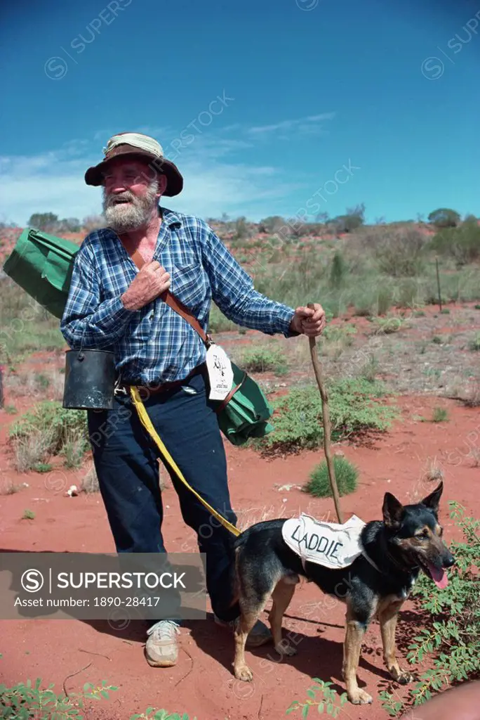 The last swagman, Drew Kettle, and his dog Laddie, in Australia, Pacific