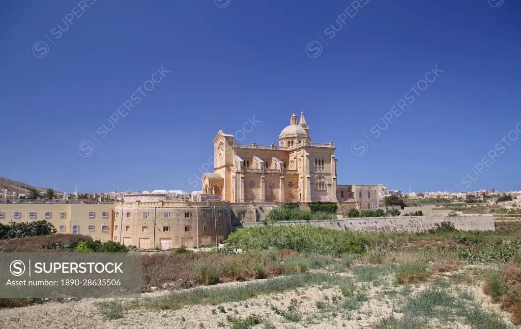 The Basilica of the National Shrine of the Blessed Virgin of Ta' Pinu at Gharb in Gozo, Republic of Malta, Mediterranean, Europe