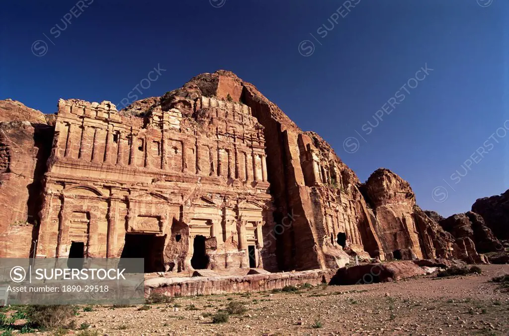 Palace Tomb in the chain of royal tombs, Petra, UNESCO World Heritage Site, Jordan, Middle East