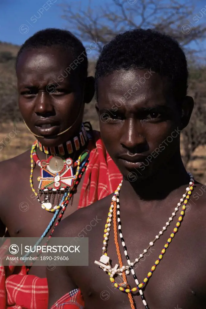Samburu herds boys and beads, Loodua, Kenya, East Africa, Africa