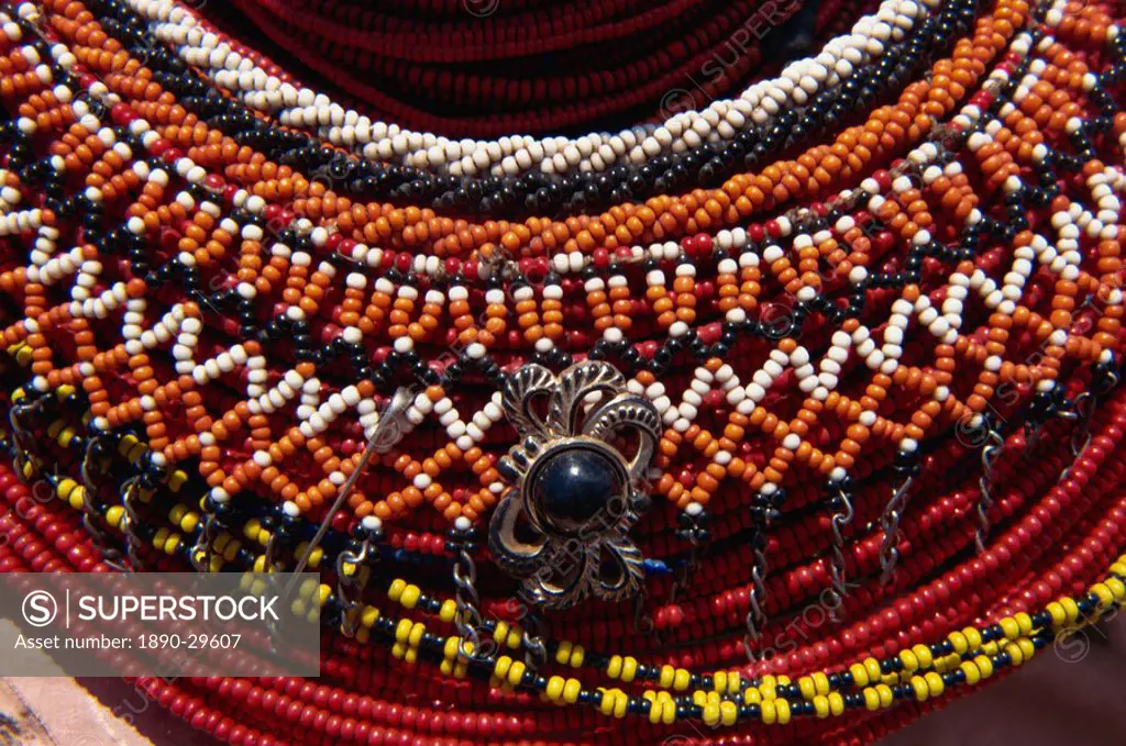 Close_up of Samburu decorative beads, Kenya, East Africa, Africa