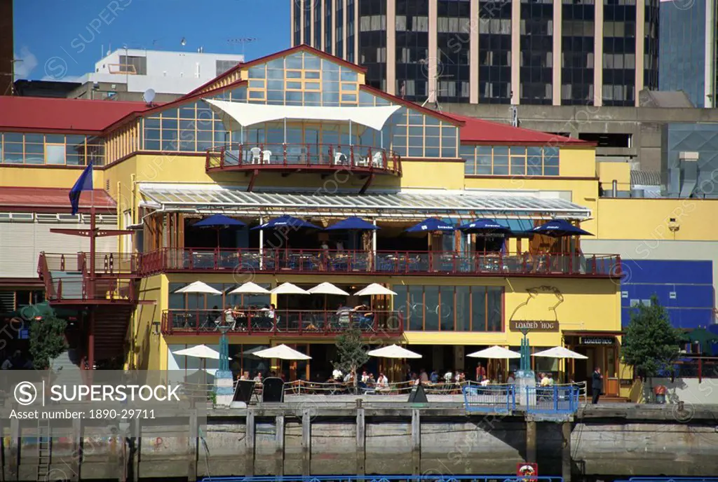 Loaded Hog Cafe, a restaurant on quayside, Auckland, North Island, New Zealand, Pacific