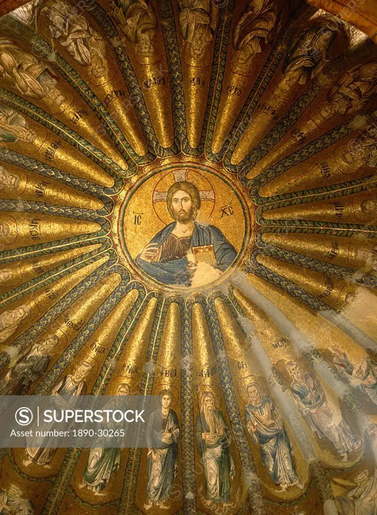 Christ Pantocrator mosaic St. Saviour in Chora, Kariye Camii Tile Church, Istanbul, Turkey, Europe