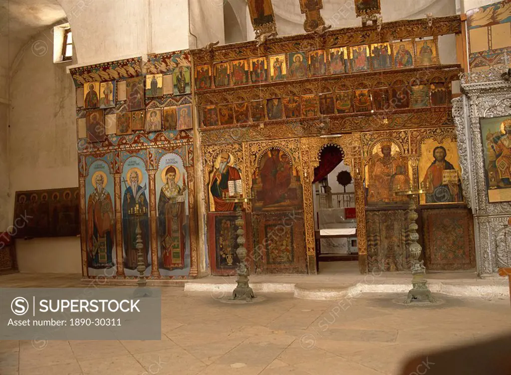 The Iconostasis in the Orthodox Monastery at Manastir_Karpaz, Northern Cyprus, Cyprus, Europe