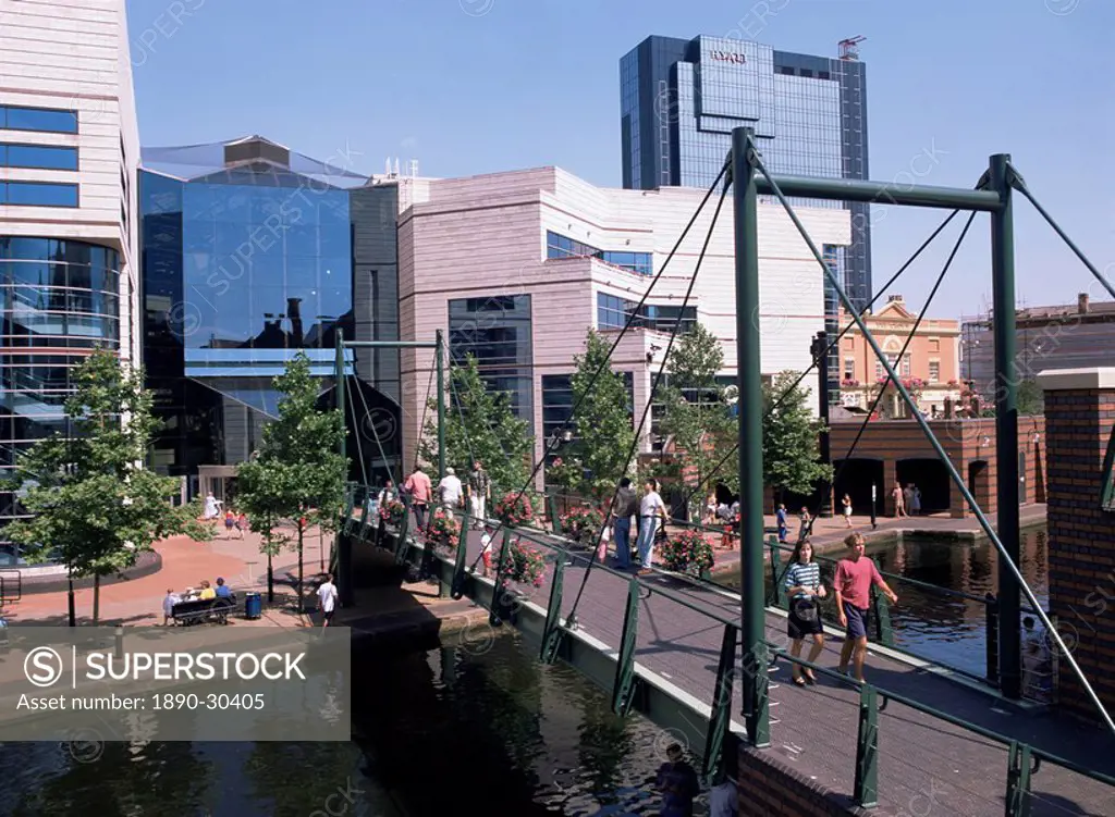Symphony Hall, the Union Canal, Birmingham, West Midlands, England, United Kingdom, Europe