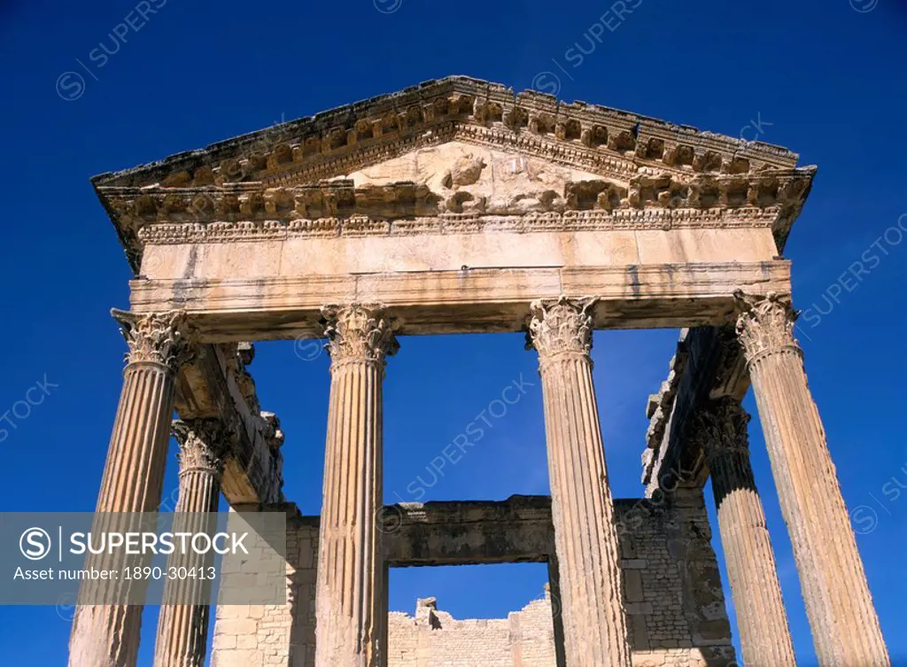 The Capitol, Dougga Thugga, UNESCO World Heritage Site, Tunisia, North Africa, Africa