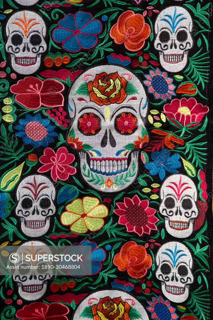 Skull Image, handicrafts for sale, Artisan Market, Mexico City, Mexico, North America
