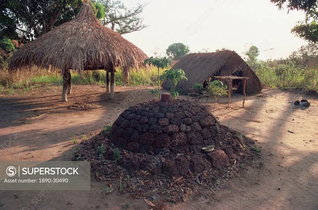 Funeral mound next to church in village near Maradi, Sudan, Africa