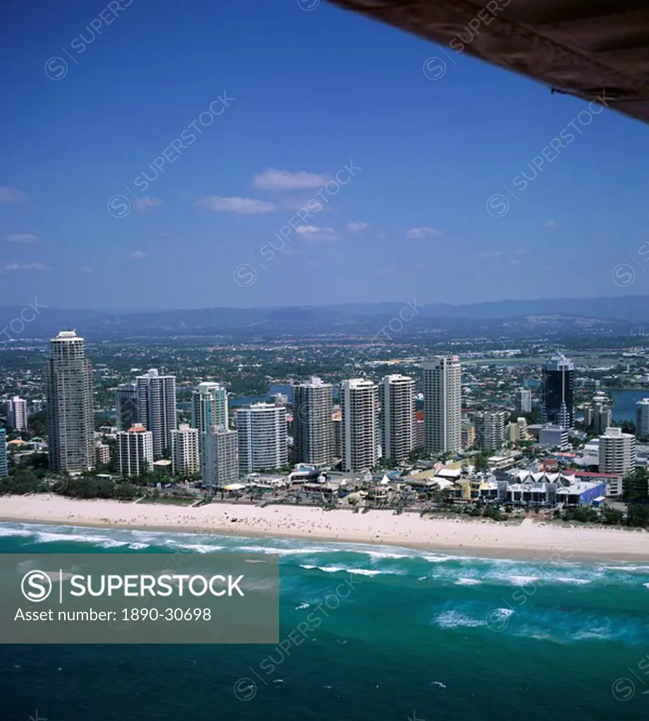 Aerial view of central area of Surfers Paradise, Gold Coast, Queensland, Australia, Pacific