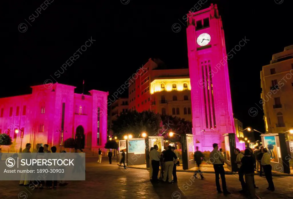 Place d´Etoile at night, Beirut, Lebanon, Middle East