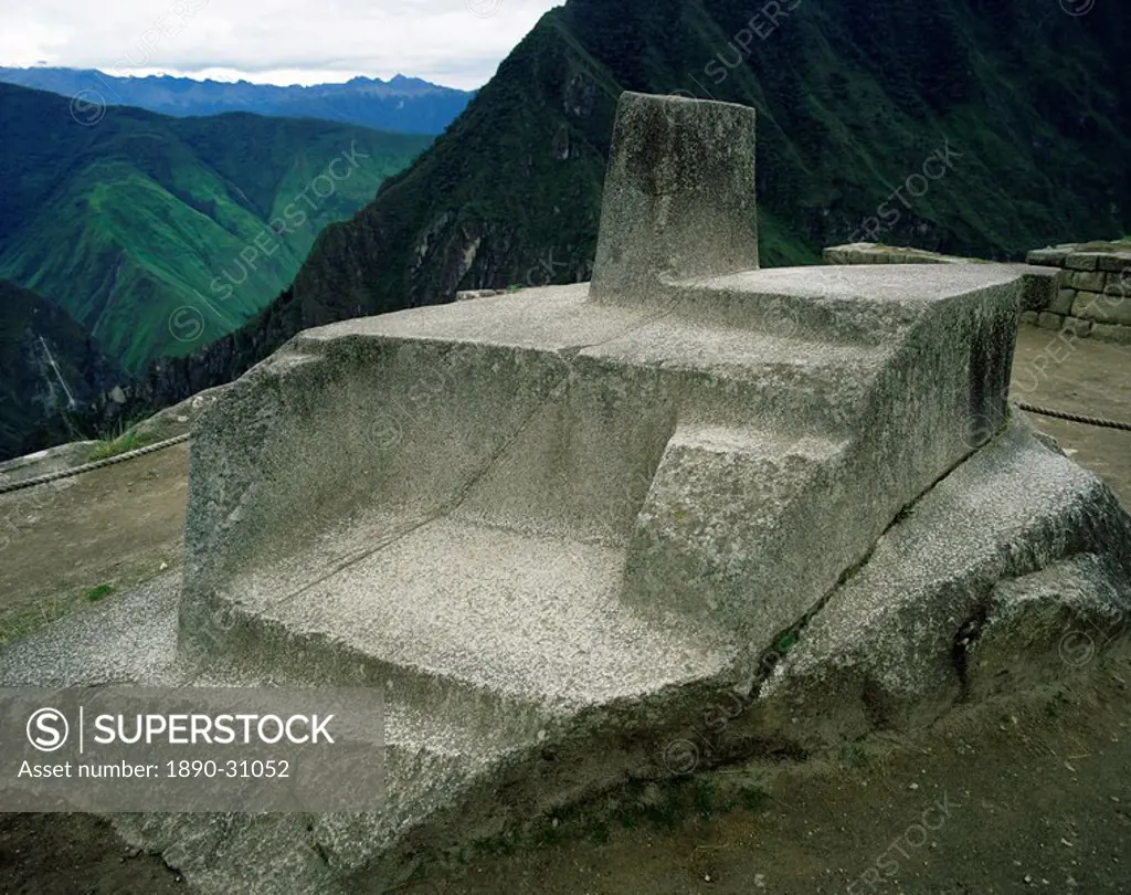 The Intihuatana hitching post for the sun, Sun Temple, Machu Picchu, UNESCO World Heritage Site, Peru, South America