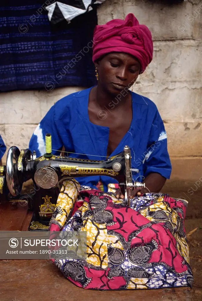 Village women´s group making clothes, The Gambia, West Africa, Africa
