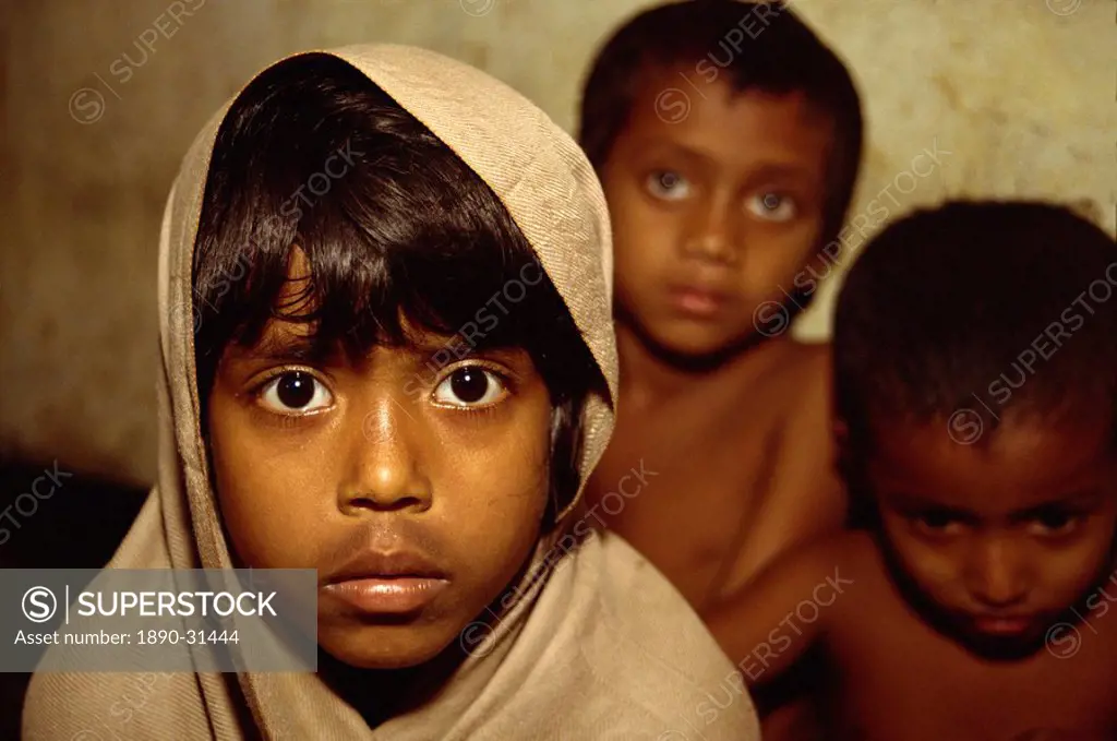 Portrait of children of the Dhaka Dacca slums, Bangladesh, Asia