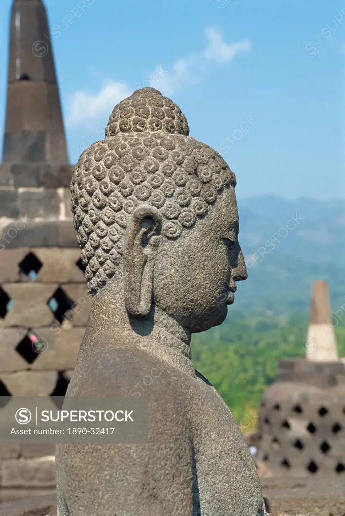 Detail, Buddhist temple, Borobudur, UNESCO World Heritage Site, Java, Indonesia, Southeast Asia, Asia