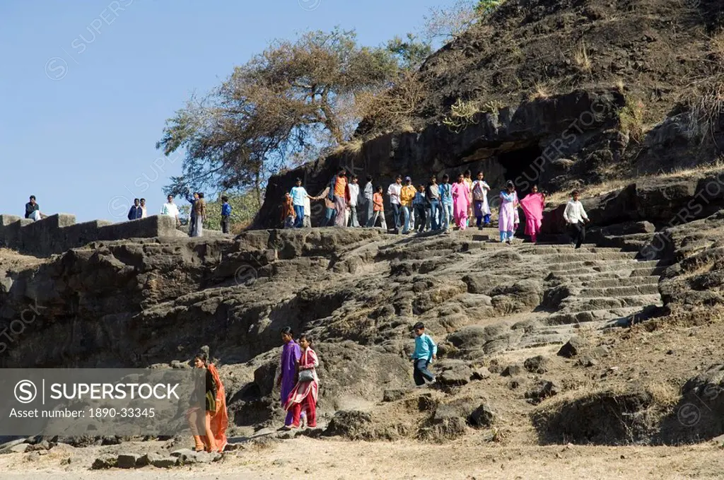 The Ellora Caves, temples cut into solid rock, near Aurangabad, Maharashtra, India, Asia