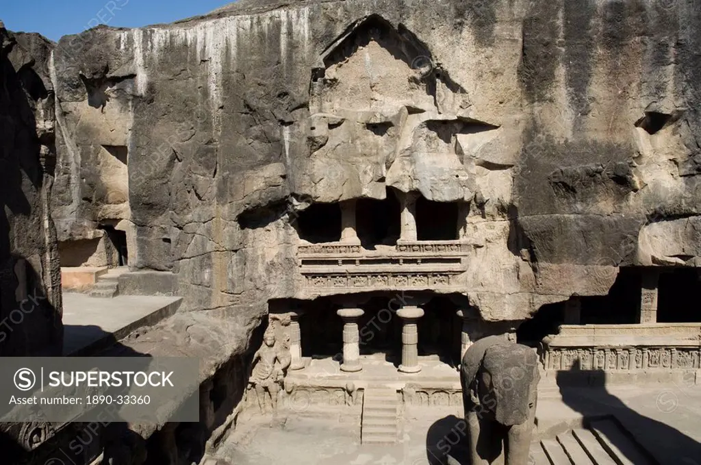 The Ellora Caves, temples cut into solid rock, UNESCO World Heritage Site, near Aurangabad, Maharashtra, India, Asia