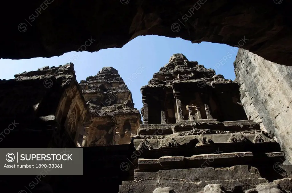 The Ellora Caves, temples cut into solid rock, UNESCO World Heritage Site, near Aurangabad, Maharashtra, India, Asia