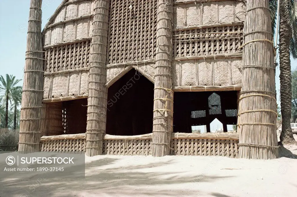 Mudhif meeting house, photograph taken in 1982, Shobaish, Marshes, Iraq, Middle East