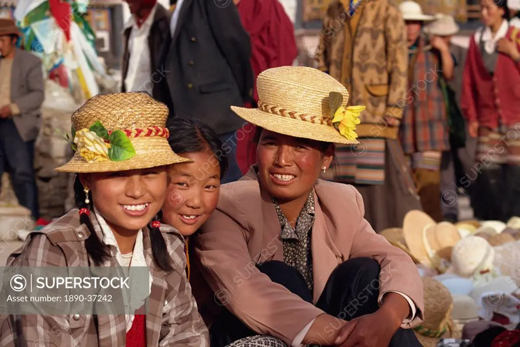 Locals in the Barkhor, Lhasa, Tibet, China, Asia