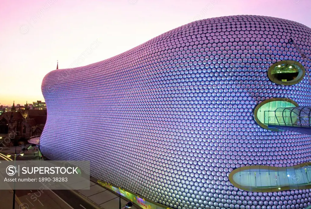 Selfridges building at dusk, Bullring, Birmingham, England, United Kingdom, Europe