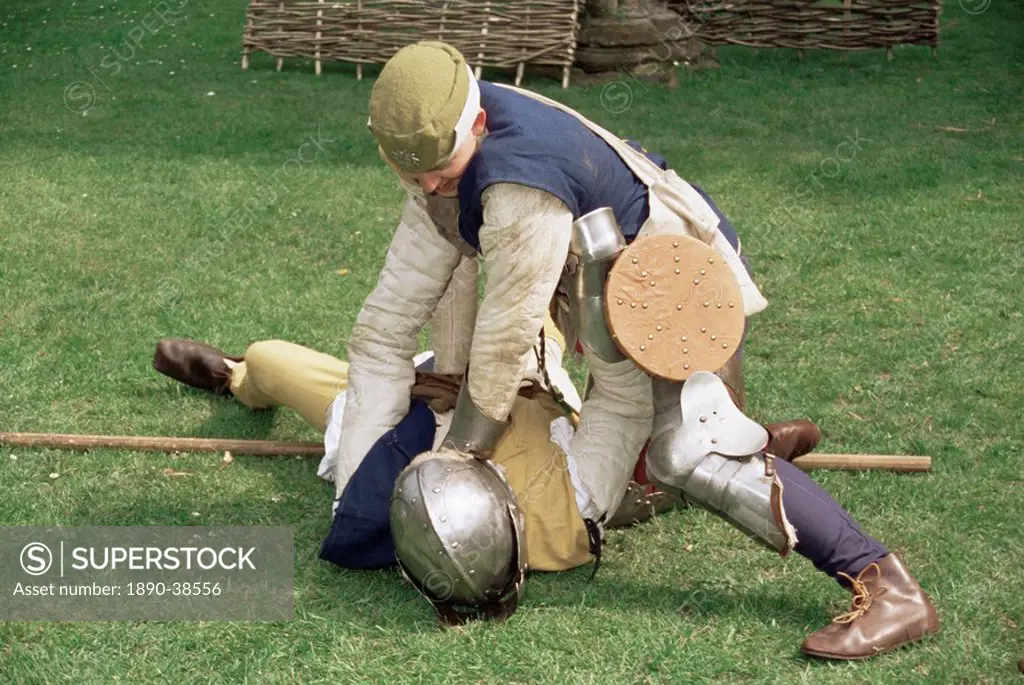 Re_enactment of medieval combat, Wars of the Roses Society, Worcester, England, United Kingdom, Europe