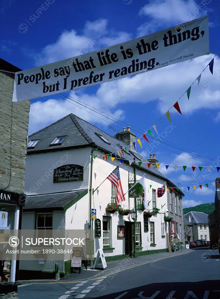Town decorated for Literary Festival, Hay_on_Wye, Powys, Wales, United Kingdom, Europe