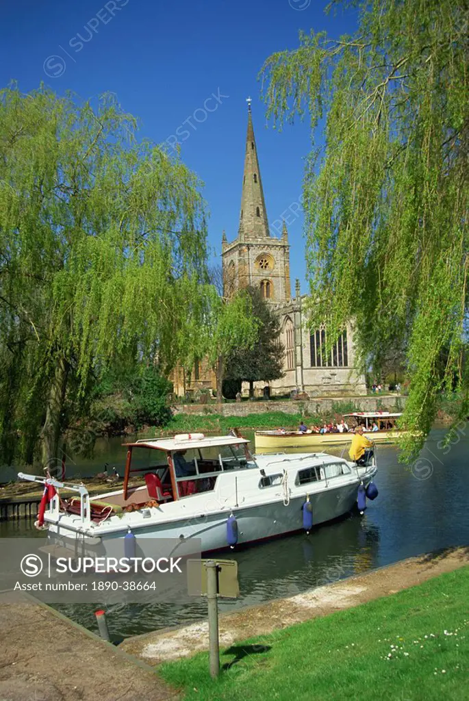 Holy Trinity church from the River Avon, Stratford_upon_Avon, Warwickshire, England, United Kingdom, Europe